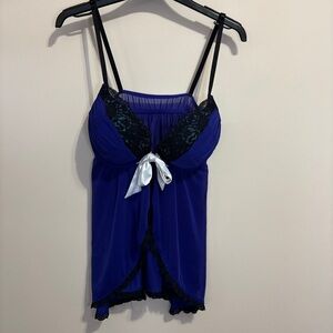 La SENZA sz L Purple & Black Push up Bra with Mesh & White Bow Lingerie